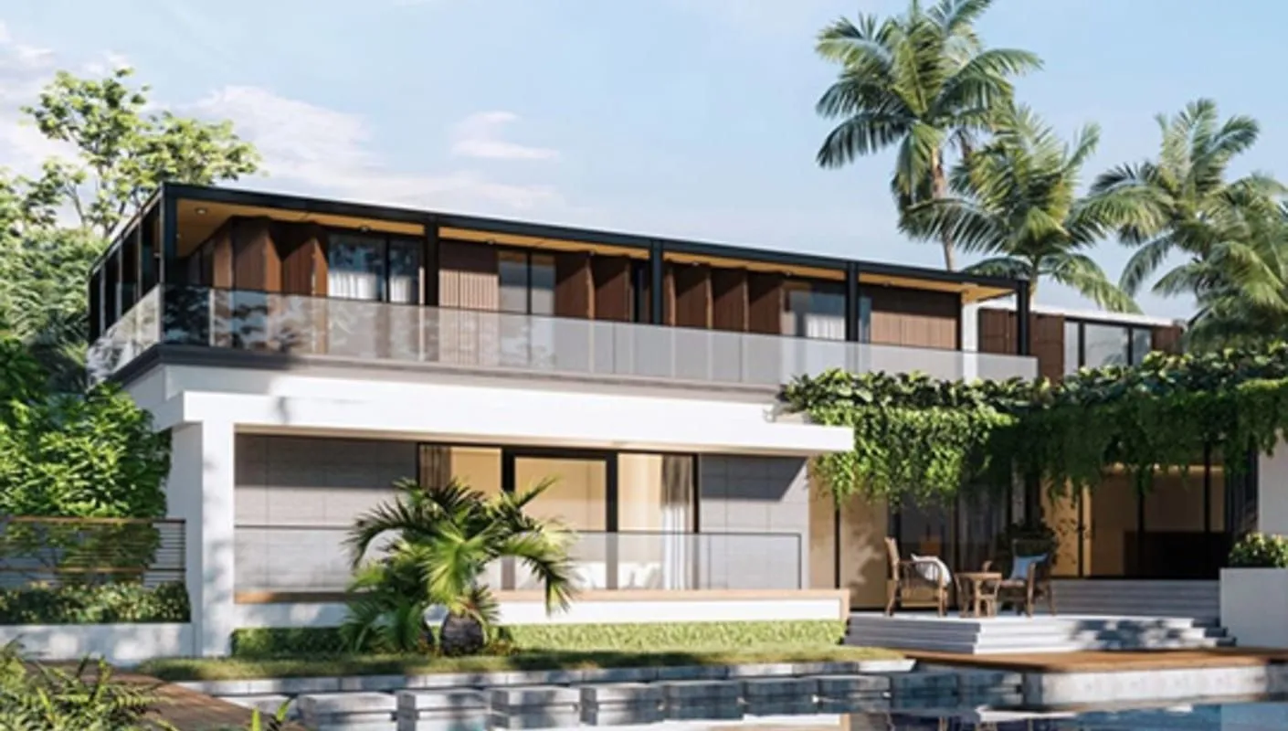 Tropical villa exterior rendered in real time with Enscape