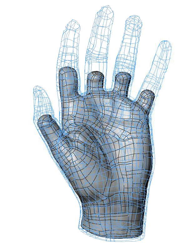 reverse engineering wireframe hand 1